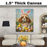 Springtime Charm: Cavalier King Charles Spaniel in a Festive Holiday Attire on Canvas, Framed Print, or Rolled Art