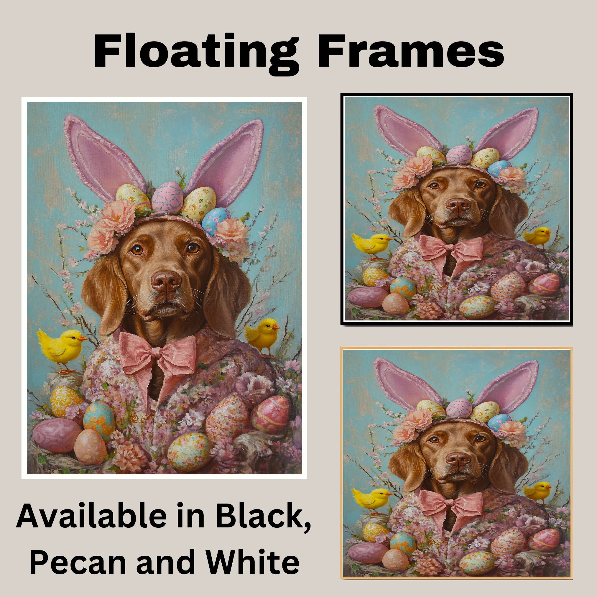 Festive Chesapeake Bay Retriever in a Cheerful Spring Ensemble on Canvas or Print