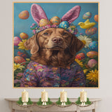Springtime Chesapeake Bay Retriever Dressed for the Holiday - Charming Seasonal Pet Art on Canvas or Print