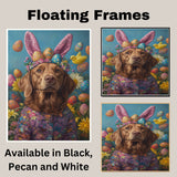 Springtime Chesapeake Bay Retriever Dressed for the Holiday - Charming Seasonal Pet Art on Canvas or Print
