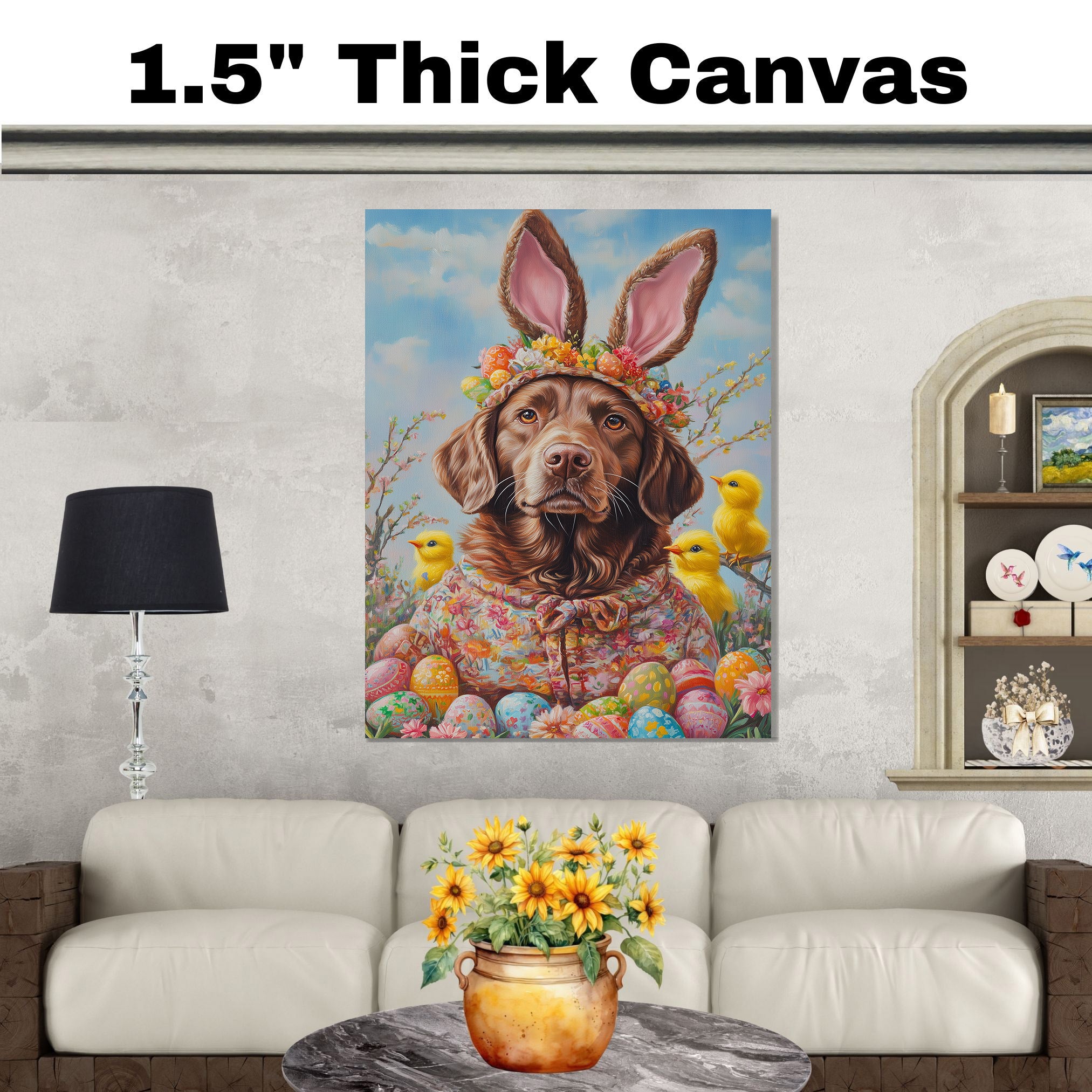 Chesapeake Bay Retriever Dressed for a Springtime Celebration on Canvas or Print