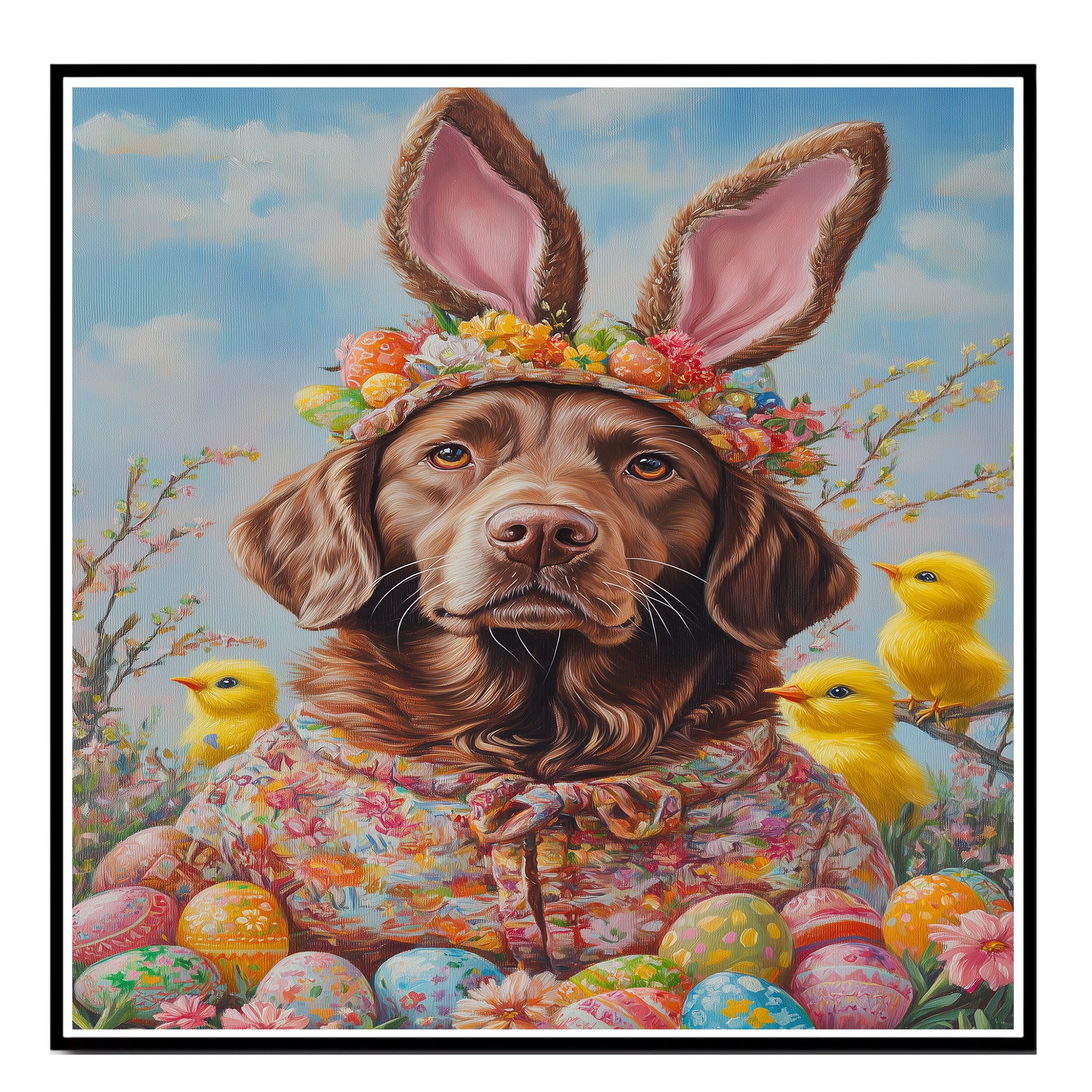 Chesapeake Bay Retriever Dressed for a Springtime Celebration on Canvas or Print