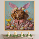 Festive Chesapeake Bay Retriever in a Cheerful Spring Ensemble on Canvas or Print