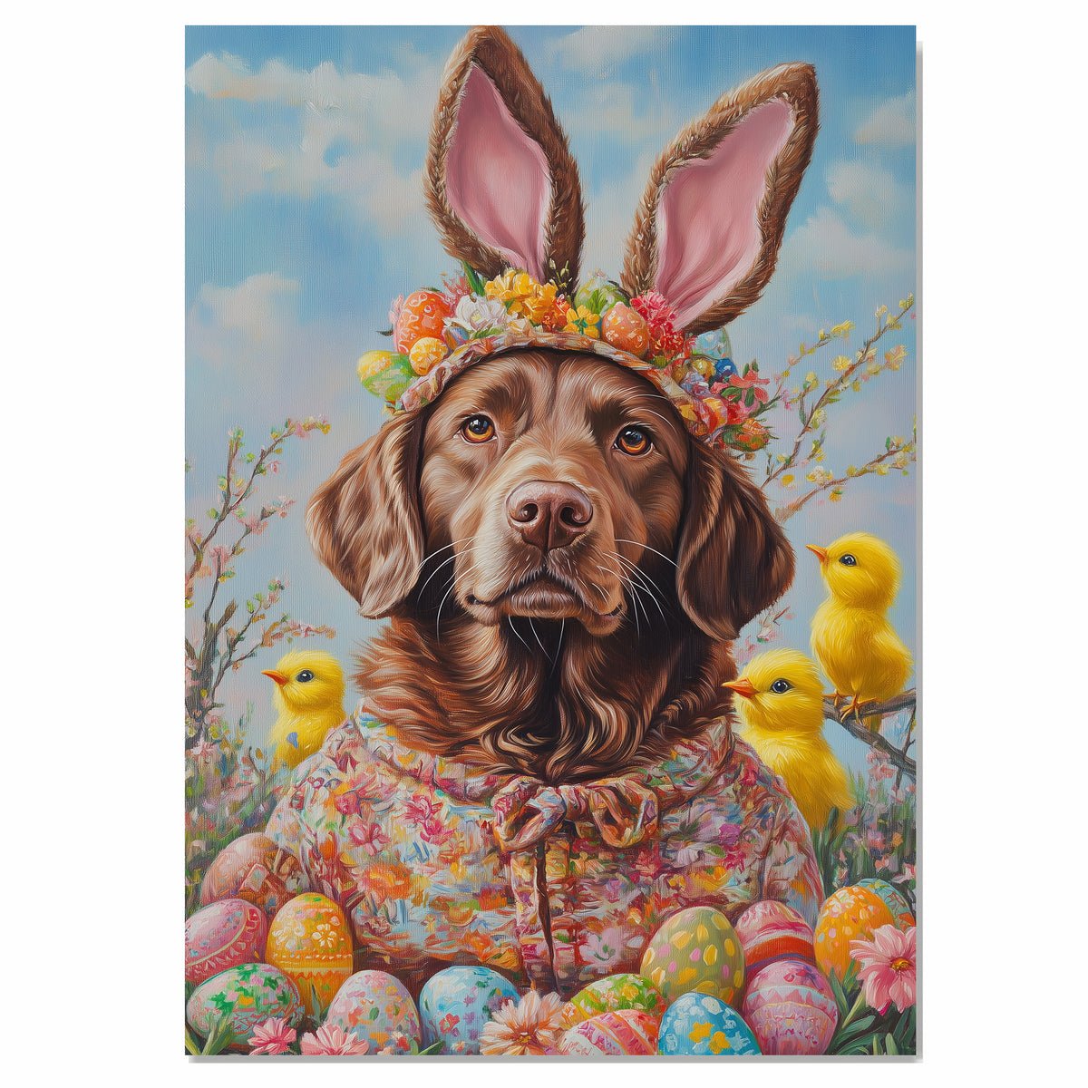 Chesapeake Bay Retriever Dressed for a Springtime Celebration on Canvas or Print