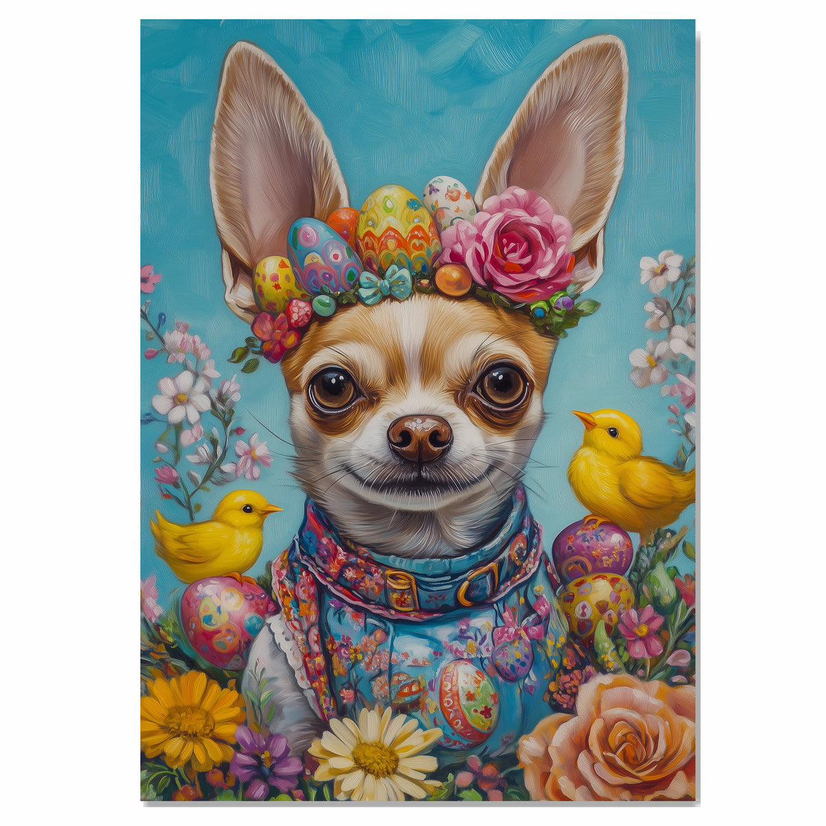 Springtime Joy: Adorable Chihuahua Dressed for Easter on Canvas Wrap, Framed Print, or Rolled Artwork