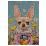 Festive Chihuahua in a Charming Easter Ensemble on Canvas Wrap, Framed Print, or Rolled Artwork
