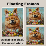 Easter Chow Chow Art, Cute Pet Portrait for Spring Home Decor, Holiday Gifts for Dog Lovers, Dog Wall Art on Canvas Wrap, Framed Print, or Rolled Artwork
