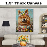 Easter Chow Chow Art, Cute Pet Portrait for Spring Home Decor, Holiday Gifts for Dog Lovers, Dog Wall Art on Canvas Wrap, Framed Print, or Rolled Artwork