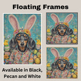 Dachshund in Easter Apparel, Cute Pet Portrait for Spring Home Decor, Holiday Gifts for Dog Lovers, Dog Wall Art on Canvas Wrap, Framed Print, or Rolled Artwork