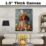 Dachshund in Easter Outfit, Cute Pet Portrait for Spring Home Decor, Holiday Gifts for Dog Lovers, Dog Wall Art on Canvas Wrap, Framed Print, or Rolled Artwork