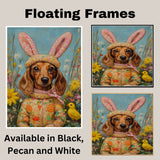 Easter Dachshund Art, Cute Pet Portrait for Spring Home Decor, Holiday Gifts for Dog Lovers, Dog Wall Art on Canvas Wrap, Framed Print, or Rolled Artwork