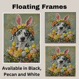 Dalmatian in Easter Attire, Cute Pet Portrait for Spring Home Decor, Holiday Gifts for Dog Lovers, Dog Wall Art on Canvas Wrap, Framed Print, or Rolled Artwork