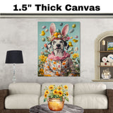 Dalmatian in Easter Outfit, Cute Pet Portrait for Spring Home Decor, Holiday Gifts for Dog Lovers, Dog Wall Art on Canvas Wrap, Framed Print, or Rolled Artwork