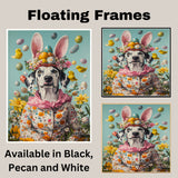 Dalmatian in Easter Outfit, Cute Pet Portrait for Spring Home Decor, Holiday Gifts for Dog Lovers, Dog Wall Art on Canvas Wrap, Framed Print, or Rolled Artwork