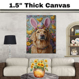 Golden Retriever in Easter Outfit, Cute Pet Portrait for Spring Home Decor, Holiday Gifts for Dog Lovers, Dog Wall Art on Canvas Wrap, Framed Print, or Rolled Artwork