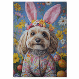 Havanese Dog Easter Outfit, Adorable Spring Art for Dog Lovers, Dog Wall Art on Canvas Wrap, Framed Print, or Rolled Artwork for Living Room or Bedroom
