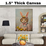Kitten in Easter Outfit, Perfect Spring Art for Cat Lovers, Holiday Gift for Easter, Cute Pet Portrait for Home, Cat Wall Art on Canvas Wrap, Framed Print, or Rolled Artwork for Living Room or Bedroom