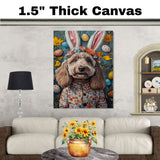 Labradoodle in Easter Outfit, Spring Dog Art for Labradoodle Lovers, Holiday Gift for Dog Owners, Dog Wall Art on Canvas Wrap, Framed Print, or Rolled Artwork for Bedroom or Living Room