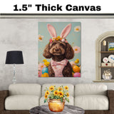 Labradoodle in Easter Outfit, Cute Dog Art for Spring, Perfect Gift for Labradoodle Owners, Dog Wall Art on Canvas Wrap, Framed Print, or Rolled Artwork for Living Room or Bedroom