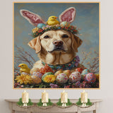 Labrador Retriever in Easter Outfit, Cute Dog Art for Spring, Perfect Easter Gift for Labrador Owners, Dog Wall Art on Canvas Wrap, Framed Print, or Rolled Artwork for Living Room or Bedroom