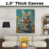Lhasa Apso in Easter Outfit, Cute Pet Art for Spring, Perfect Gift for Lhasa Apso Lovers, Dog Wall Art on Canvas Wrap, Framed Print, or Rolled Artwork for Living Room or Bedroom