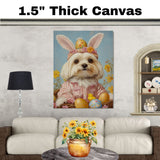 Maltese Dog in Easter Outfit, Cute Spring Art for Dog Lovers, Perfect Gift for Maltese Owners, Dog Wall Art on Canvas Wrap, Framed Print, or Rolled Artwork for Living Room or Bedroom