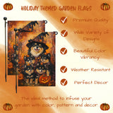 Welcome Finnish Lapphund Dog Witch Hat Yard Flag for Outside Dog Spooky Patio Banner Outdoor Decoration for Porch Lawn Seasonal Welcome Sign for Dog Moms Garden Flag