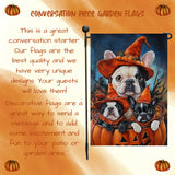 French Bulldog Halloween Pumpkin Yard Flag for Outdoor Holiday Home Decor Witch Hat Pumpkin Lantern Flag Spooky Garden Decor House Banner Porch Lawn Patio Decoration