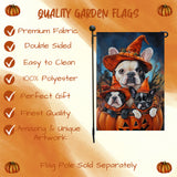 French Bulldog Halloween Pumpkin Yard Flag for Outdoor Holiday Home Decor Witch Hat Pumpkin Lantern Flag Spooky Garden Decor House Banner Porch Lawn Patio Decoration