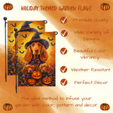 Irish Setter Welcome Halloween Garden Flag with Pumpkin Lantern Bats Dog Flag for Home Yard Lawn Outdoor Decorative Gifts for Men Holiday Party Decor