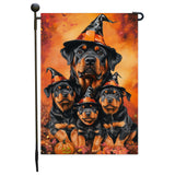 Rottweiler Puppy Yard Flag Fall Halloween Outdoor Decorative Flag for Autumn Jack O Lantern Pumpkin Yard Outside Decor Pet Owner Gift for Thanksgiving Garden Decor