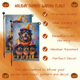 Tibetan Mastiff Holiday Dog Welcome Yard Banner Decorations for Fall Autumn Witch Hat Garden Flag for Outdoor Holiday Home Decor Gifts for Friends New Home