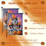 Akita Halloween Garden Flag Witch Hat Dog Fall Yard Decor Rustic Pumpkin Autumn Porch Flag Outdoor Halloween Decoration for Dog Lovers Single or Double Sided