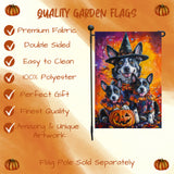 Witch Australian Cattle Dog Halloween Garden Decor Witch Hat Costume Flag for Patio Farmhouse Holiday Welcome Yard Banner for Fall Pumpkin Garden Flag for Outdoor Decoration