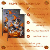 Australian Shepherd Halloween Witch Garden Flag Outdoor Spooky Pumpkin Welcome Front Porch Decorations for Home Scary Seasonal Yard Sign