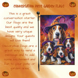 Basset Hound Dog Witch Pumpkin Yard Banner Autumn Outdoor Lawn Pathway Dog Lover Gift Halloween Night Forest Bats Garden Flag for Outside Home Party Decor