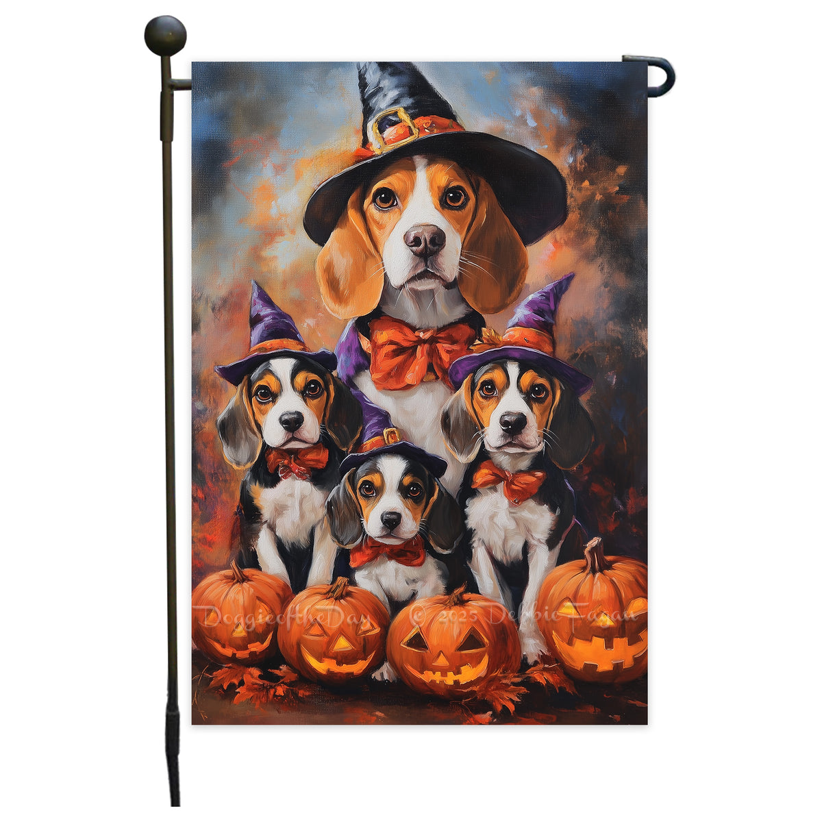 Witch Hat Beagle Halloween Decor Dog Jack O Lanterns Pumpkin Garden Flag for Pet Moms Holiday Outdoor Yard Flag Maple Leaf Decorations for Home