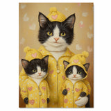 Elegant Tuxedo Cat Family in Heart Outfits Black and White Cats in Red Bow Ties Cat Lovers Artwork on Ready to Hang 1.5" Thick Canvas Wrap, Floating Framed Canvas, Flat Rolled Canvas