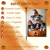 Australian Shepherd Dog Halloween Welcome Yard Flag for Farmhouse Holiday Yard Outdoor Decoration for Fall Pumpkin Garden Banner for Outside Home Lawn Decor
