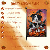 Border Collie Puppies Halloween Witch Hat Garden Flag for Pet Moms Holiday Outdoor Yard Flag Autumn Bats Decorations for Front Yard Home