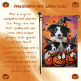 Border Collie Puppies Halloween Witch Hat Garden Flag for Pet Moms Holiday Outdoor Yard Flag Autumn Bats Decorations for Front Yard Home