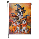 Boxer With Bandana Halloween Dog Pumpkin Forest Rustic Leaves Garden Flag for Halloween Seasonal Decor for Thanksgiving Spooky Yard Flag for Farmhouse Lawn Flag