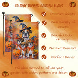 Boxer With Bandana Halloween Dog Pumpkin Forest Rustic Leaves Garden Flag for Halloween Seasonal Decor for Thanksgiving Spooky Yard Flag for Farmhouse Lawn Flag