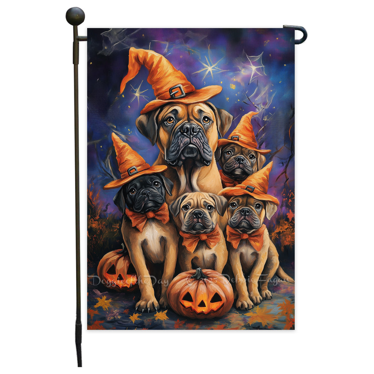 Bullmastiff Dog Halloween Garden Flag with Pumpkin Bats Outdoor Yard Decor Pathway Welcome Sign Holiday Party Decoration Gift for Womens Lawn Decor