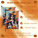 Cavalier King Charles Spaniel Witch Hat Garden Flag for Halloween Pumpkin Bats Autumn Yard Banner for Outside Spooky Decoration for Fall Party Lawn Decor