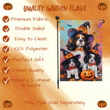 Cavalier King Charles Spaniel Witch Hat Garden Flag for Halloween Pumpkin Bats Autumn Yard Banner for Outside Spooky Decoration for Fall Party Lawn Decor