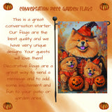 Chow Chow Dog Spooky Pumpkin Garden Flag for Halloween Fall Maple Leaves Rustic Decoration Yard Flag for Outdoor Garden Lawn Pathway Holiday Party Decor
