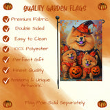 Chow Chow Dog Spooky Pumpkin Garden Flag for Halloween Fall Maple Leaves Rustic Decoration Yard Flag for Outdoor Garden Lawn Pathway Holiday Party Decor