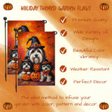 Havanese Thanksgiving Fall Garden Flag Outdoor Courtyard Lawn Holiday Home Display Banner Halloween Witch Hat Dog Yard Flag Patio Seasonal Decorations