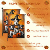 Jack Russell Halloween Puppy Garden Flag with Pumpkin Flag for Outside Thanksgiving Home Decorative Yard Flag for Outdoor Fall Decoration Dog Witch Hat Flags